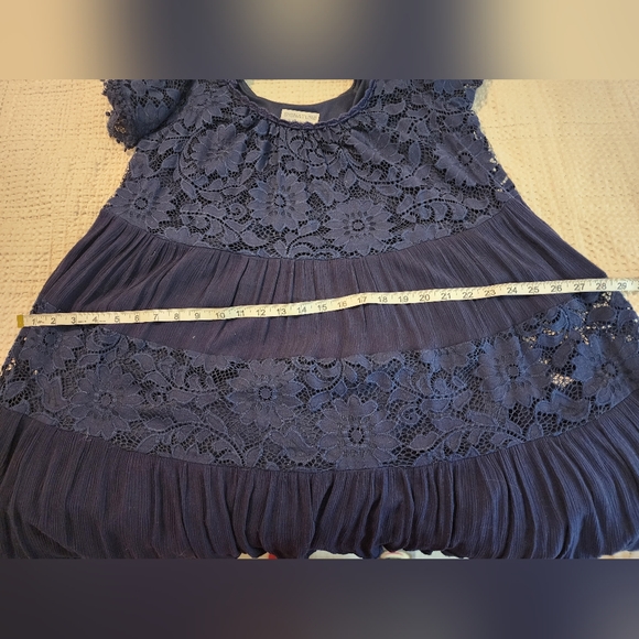 Robbie Lee Navy Blue Lace Dress Bare Shoulder Playful Chic 1X Romantic Sexy - Picture 13 of 13